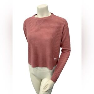 Victoria’s Secret PINK Waffle Knit Cropped Long Sleeve Top XS Mauve Lounge